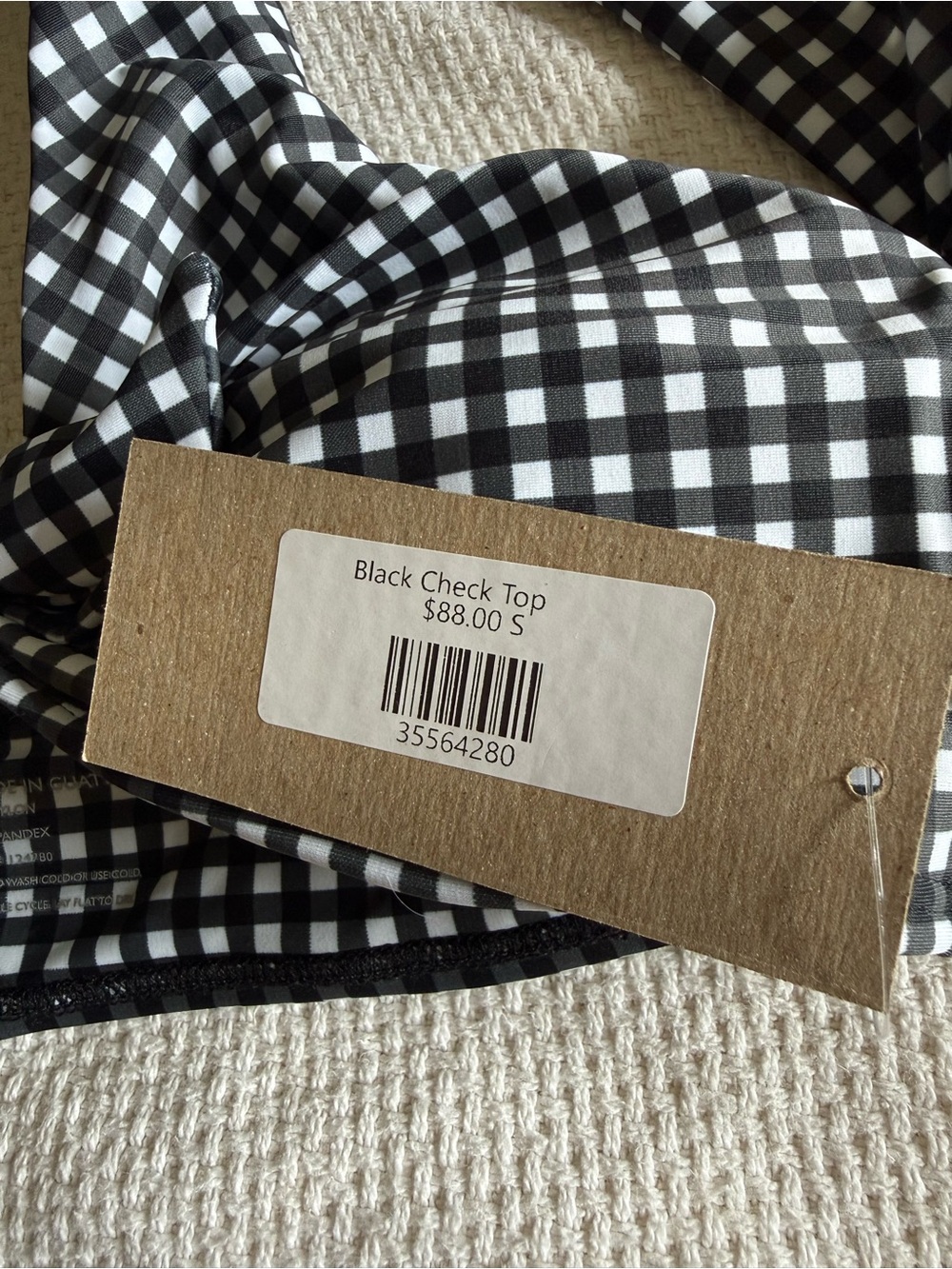 NWT - Albion Black Check Gingham Tie-Front Bikini Set - Picture 7 of 7